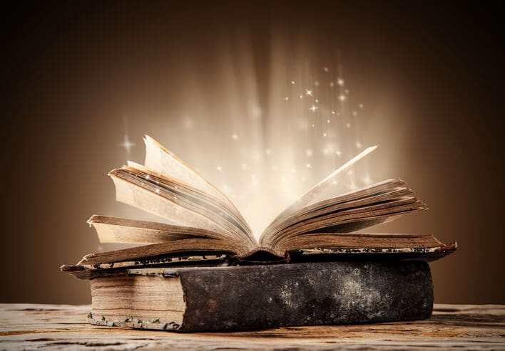 Old books on wooden table